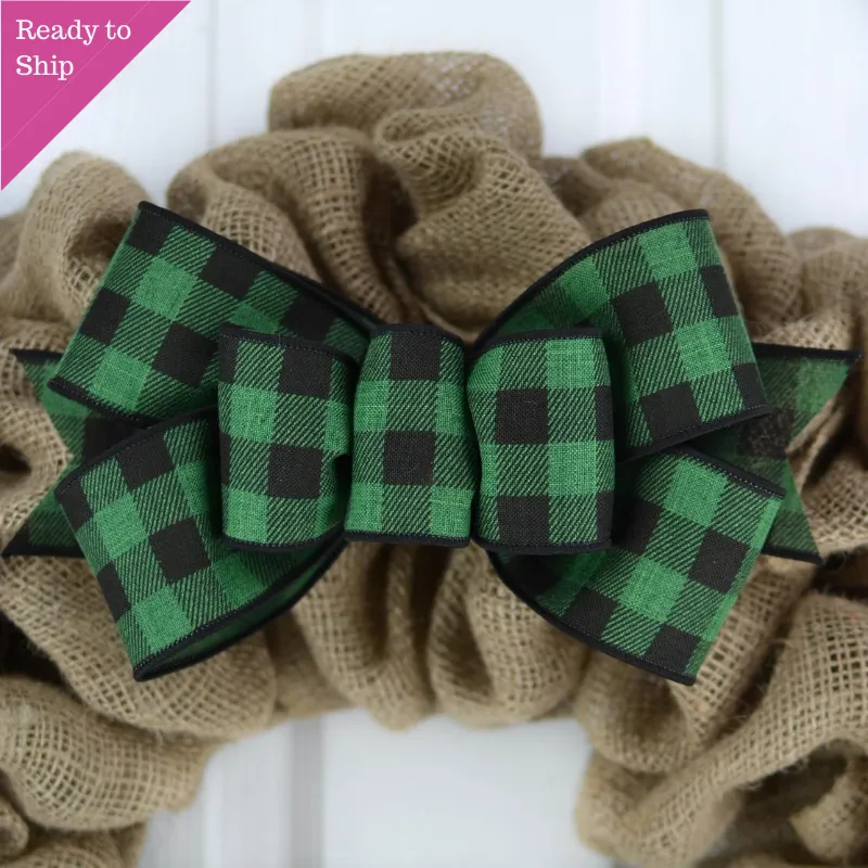 Emerald Christmas Add On Wreath Bow - Wreath Embellishment for Already Made Wreath - Farmhouse Extra