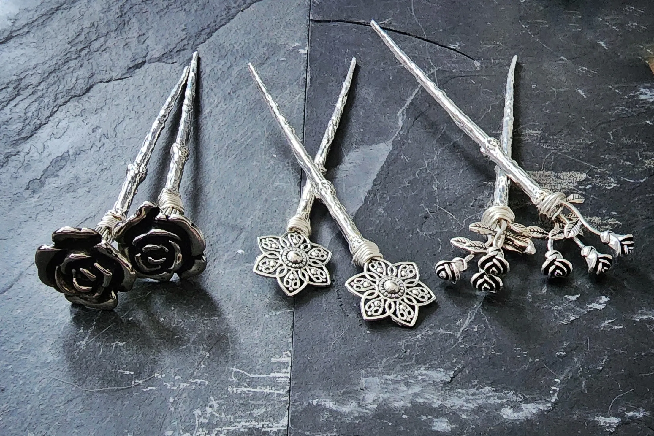 Flower Garden Hair Stick Set Valentines Special