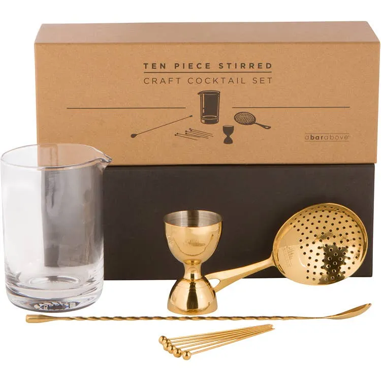 Gift Box Set Gold Stirred Cocktail  10 Piece