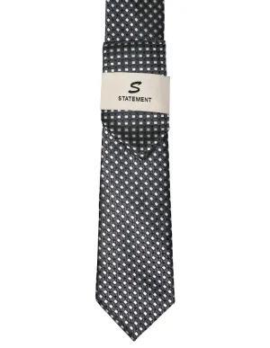 GRAY GEO 2 PC TIE & HANKIE SET