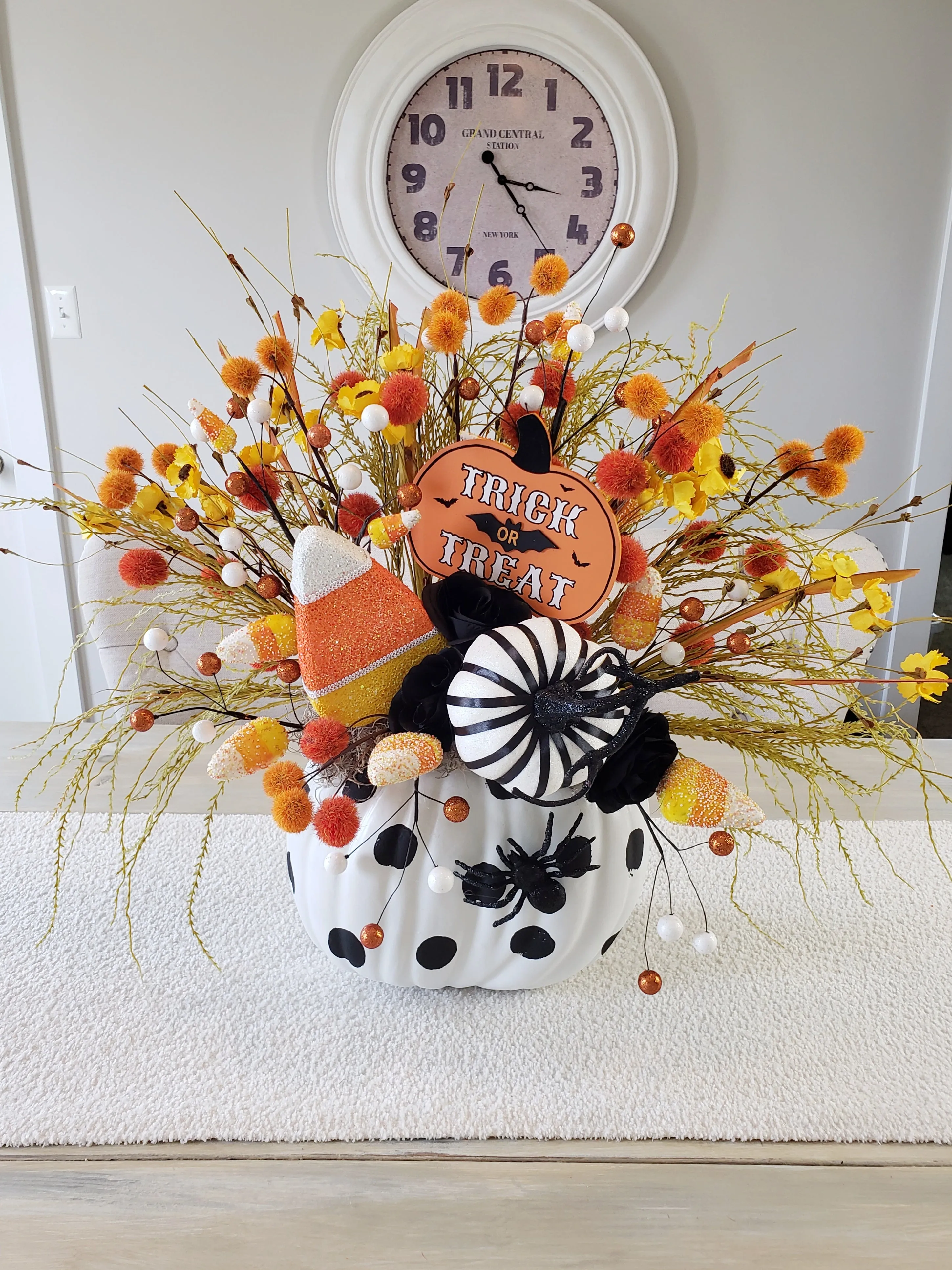 Halloween Candy Corn Pumpkin Centerpiece