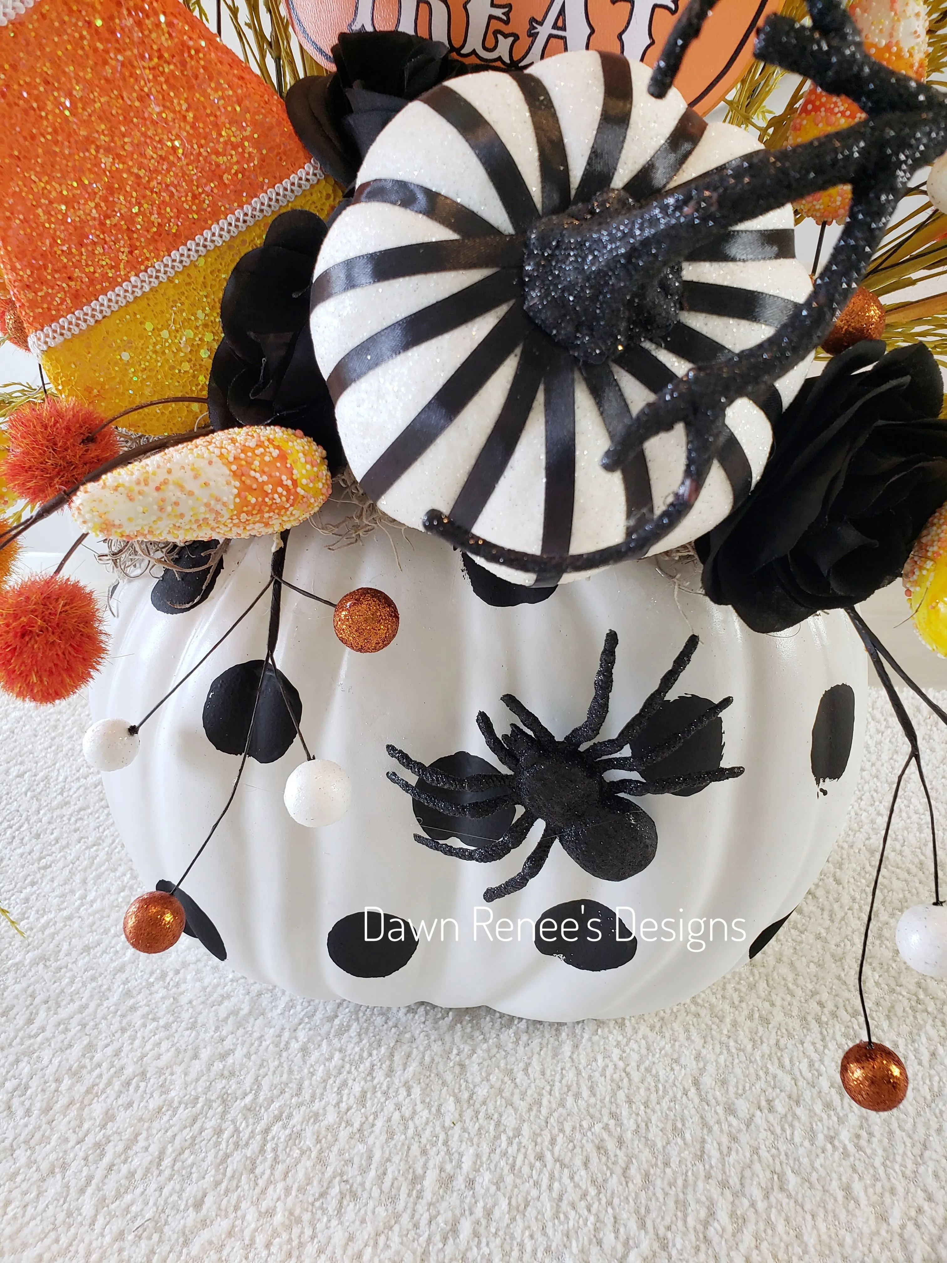 Halloween Candy Corn Pumpkin Centerpiece