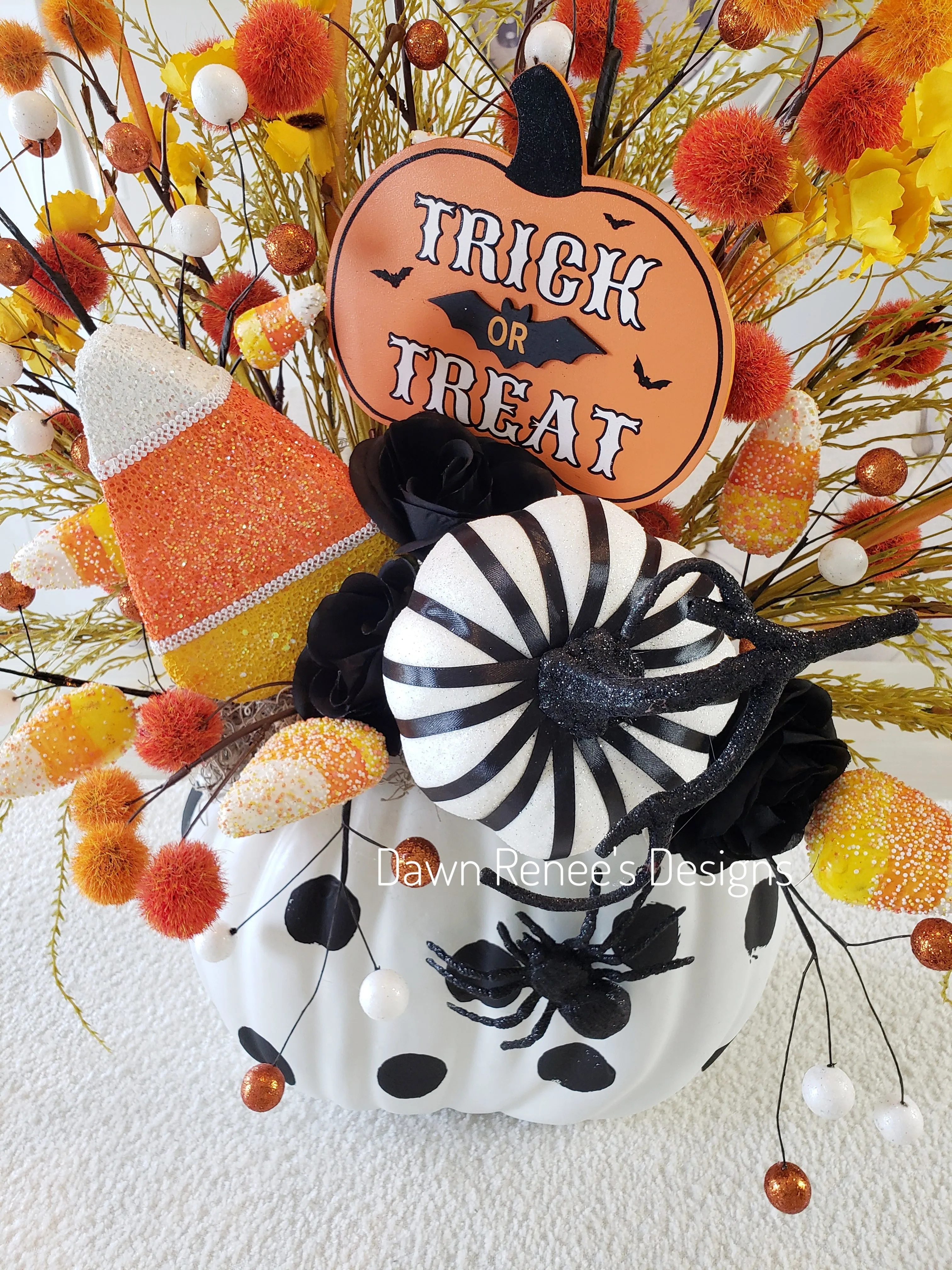 Halloween Candy Corn Pumpkin Centerpiece