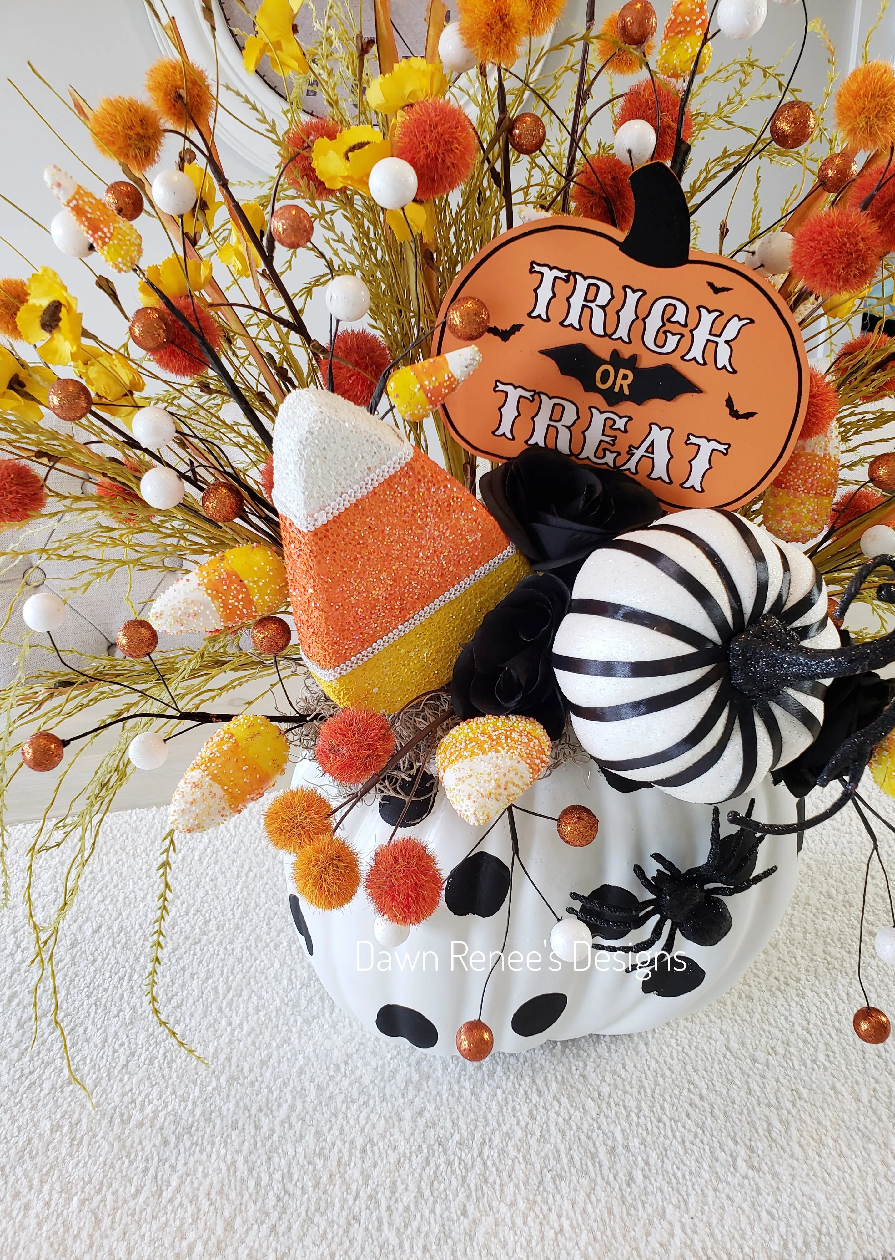 Halloween Candy Corn Pumpkin Centerpiece