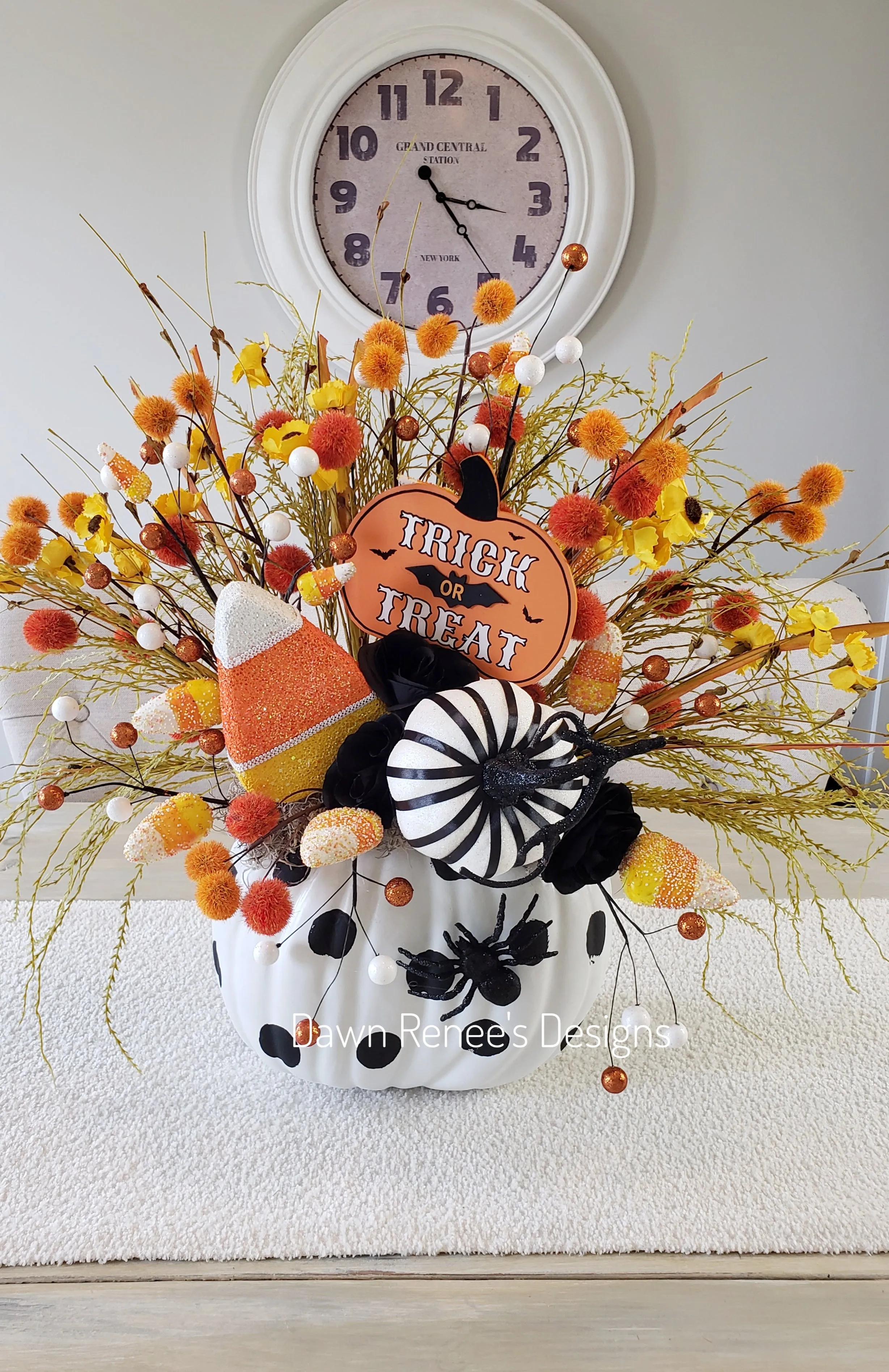 Halloween Candy Corn Pumpkin Centerpiece