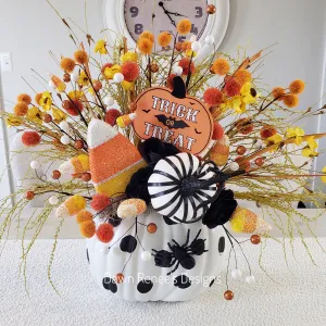 Halloween Candy Corn Pumpkin Centerpiece