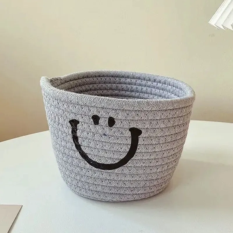 Happy Face Woven Storage Basket