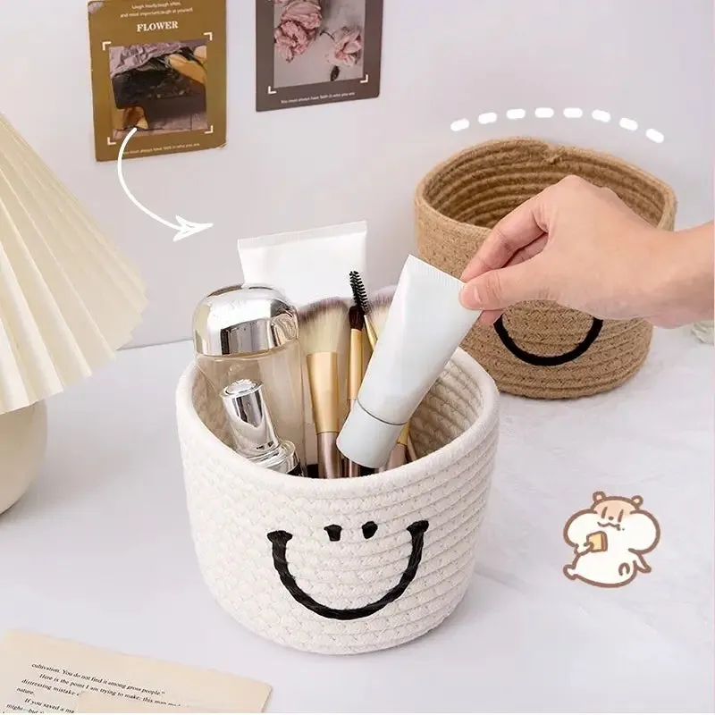 Happy Face Woven Storage Basket