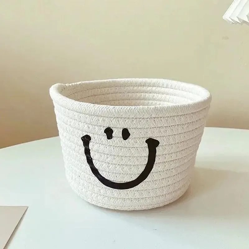 Happy Face Woven Storage Basket