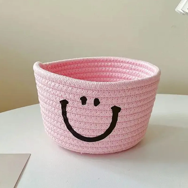 Happy Face Woven Storage Basket