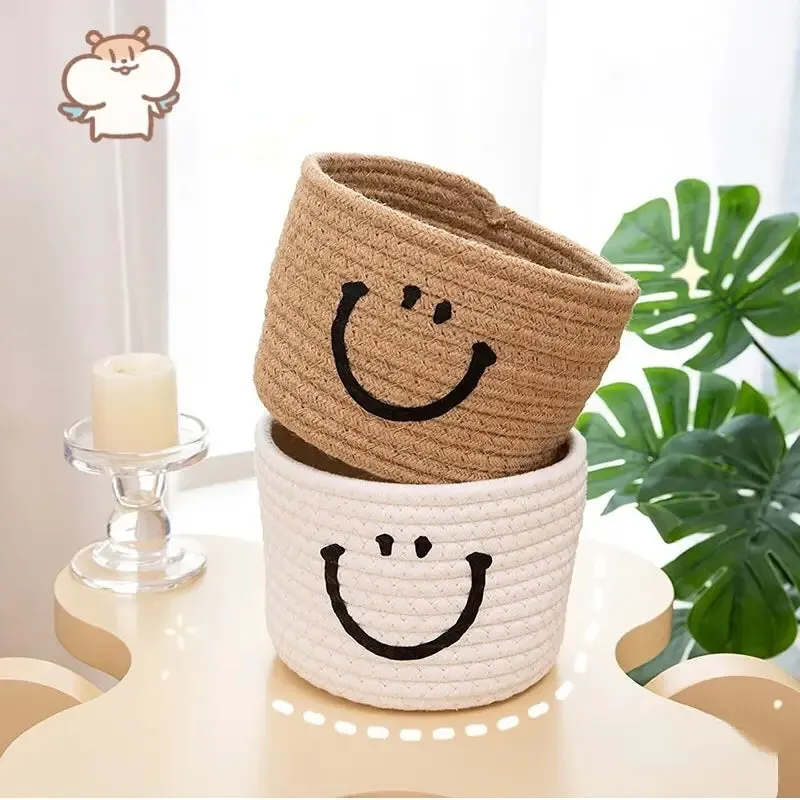 Happy Face Woven Storage Basket