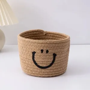 Happy Face Woven Storage Basket