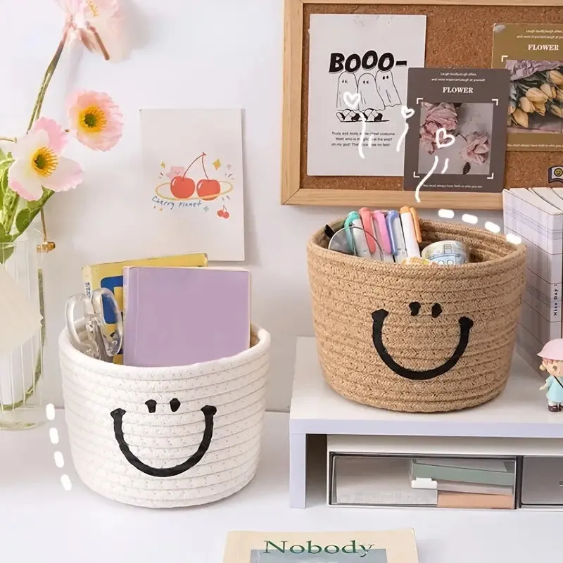 Happy Face Woven Storage Basket