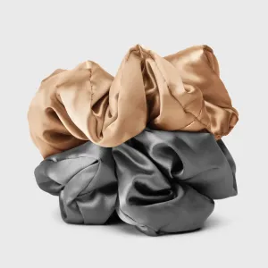 Kitsch Satin Sleep Pillow Scrunchies - Charcoal/Gold