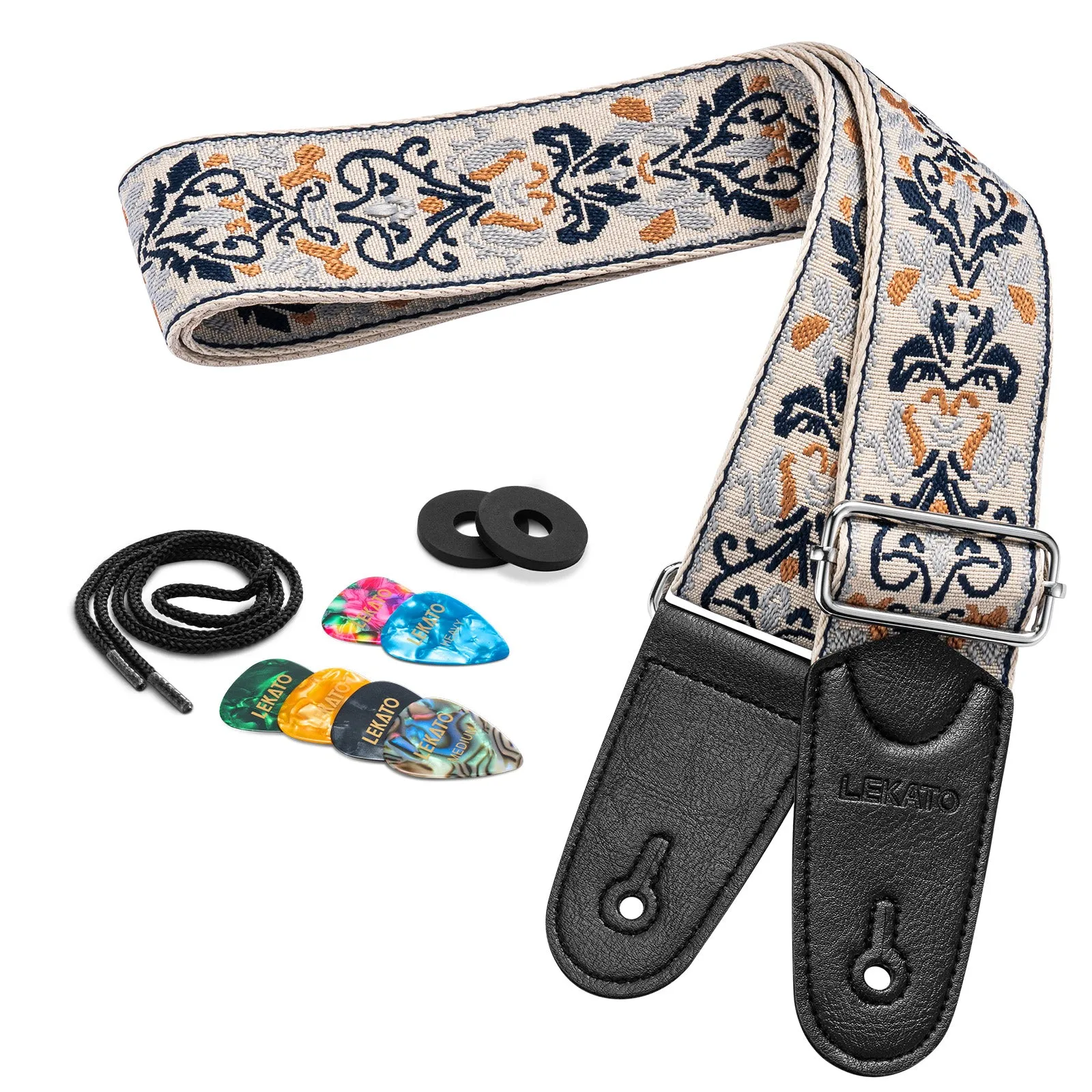 LEKATO LGS-13 Floral Jacquard Embroidery 2″ Wide Guitar Straps