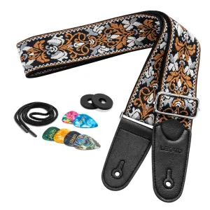 LEKATO LGS-13 Floral Jacquard Embroidery 2″ Wide Guitar Straps