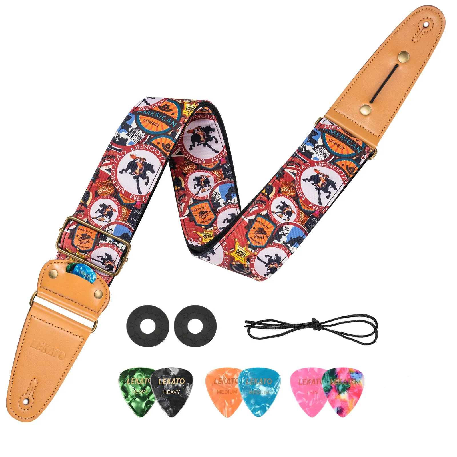 LEKATO LGS-9 Adjustable 2.5" Wide Guitar Patterned Straps