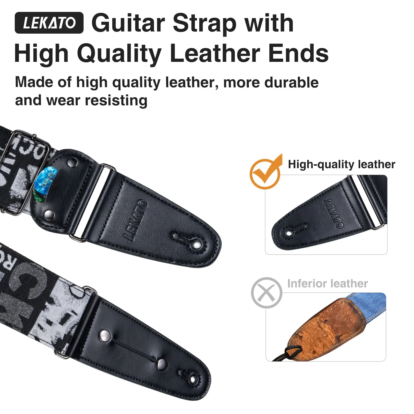 LEKATO LGS-9 Adjustable 2.5" Wide Guitar Patterned Straps