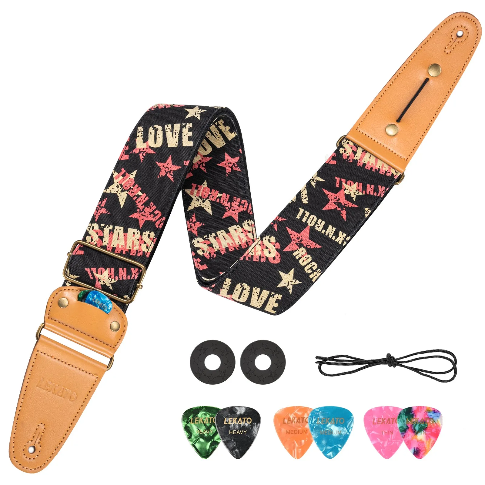 LEKATO LGS-9 Adjustable 2.5" Wide Guitar Patterned Straps