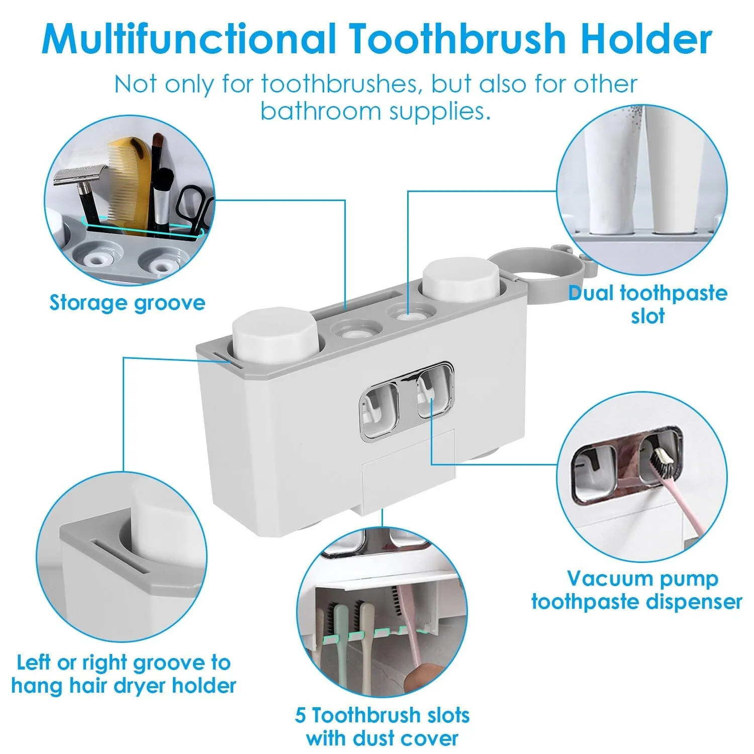 Multifunctional Wall Mount Toothbrush Organizer