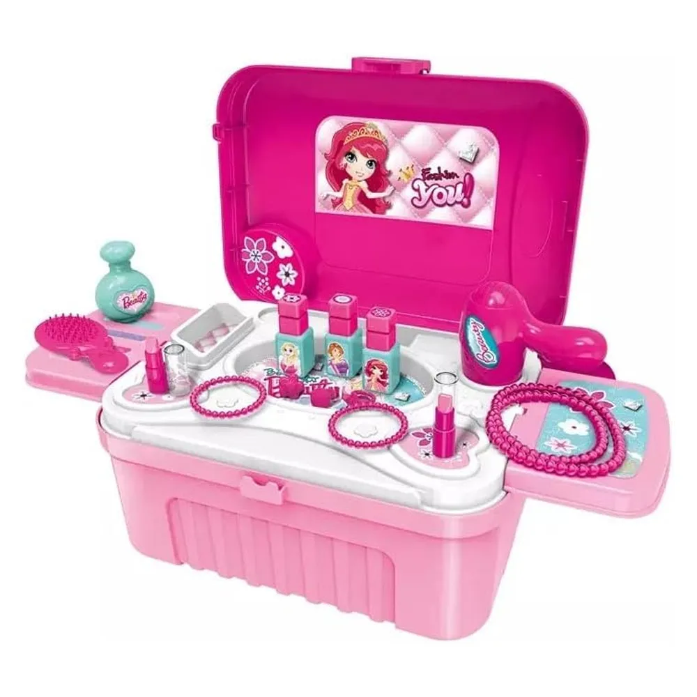 (Net) 3-in-1 Pretend Play Cosmetic and Makeup Kit with Light Mirror - The Ultimate Beauty Experience for Kids