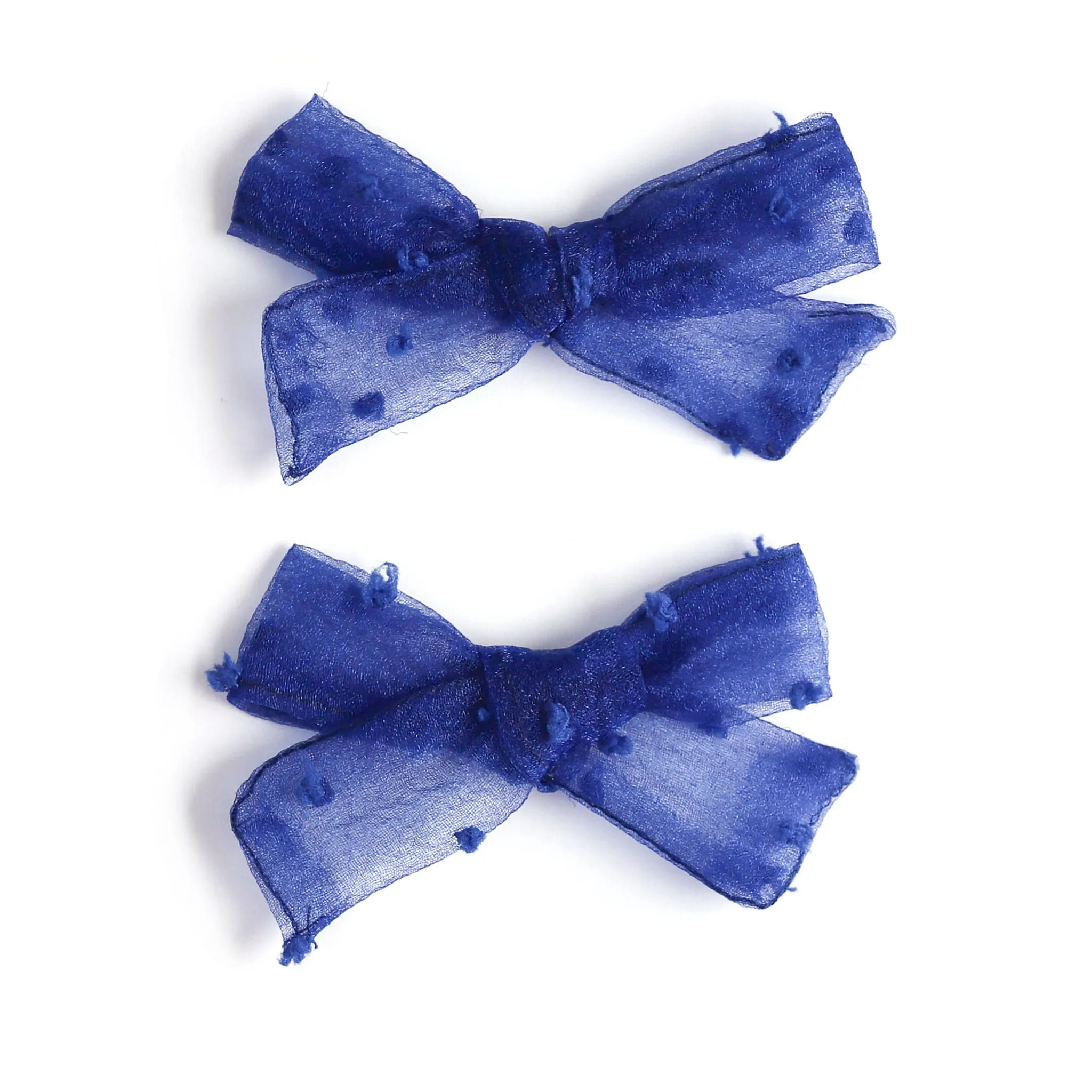 Pigtail Bows - True Blue Sheer Dot