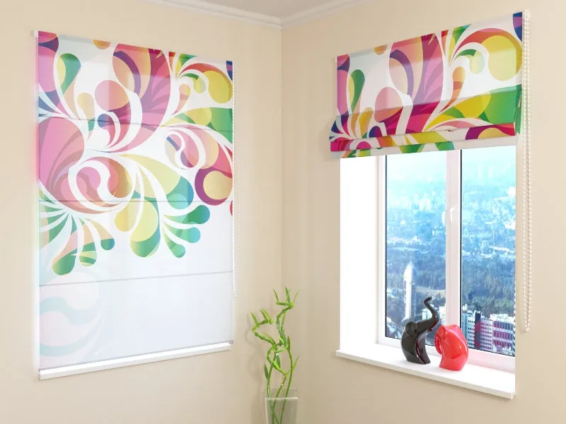 Roman Blind Colorful Flower