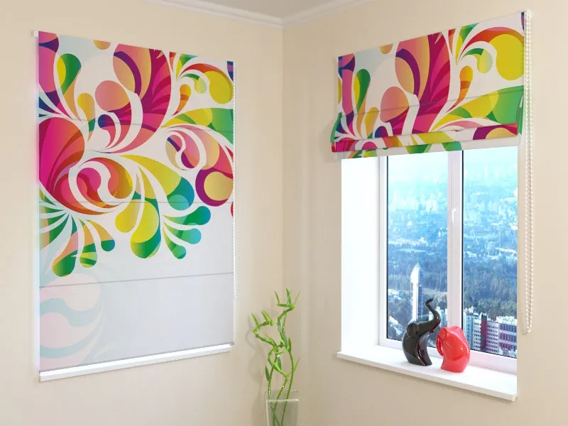 Roman Blind Colorful Flower