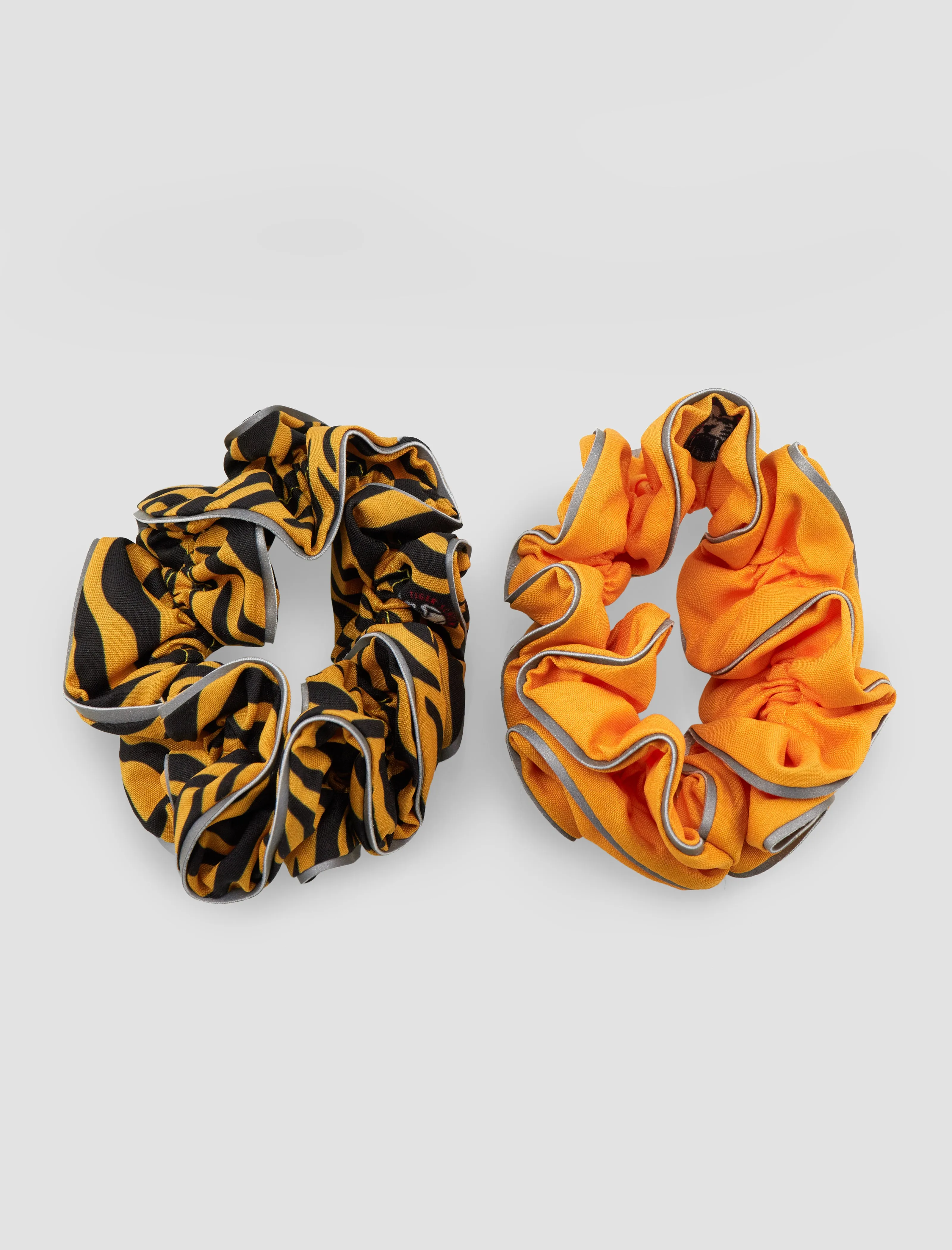 Scrunchie 2 Pk Gold & Gold Tiger Print