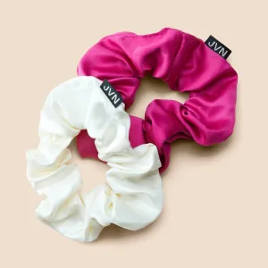 Scrunchie Duo - Cream   Pink Combo