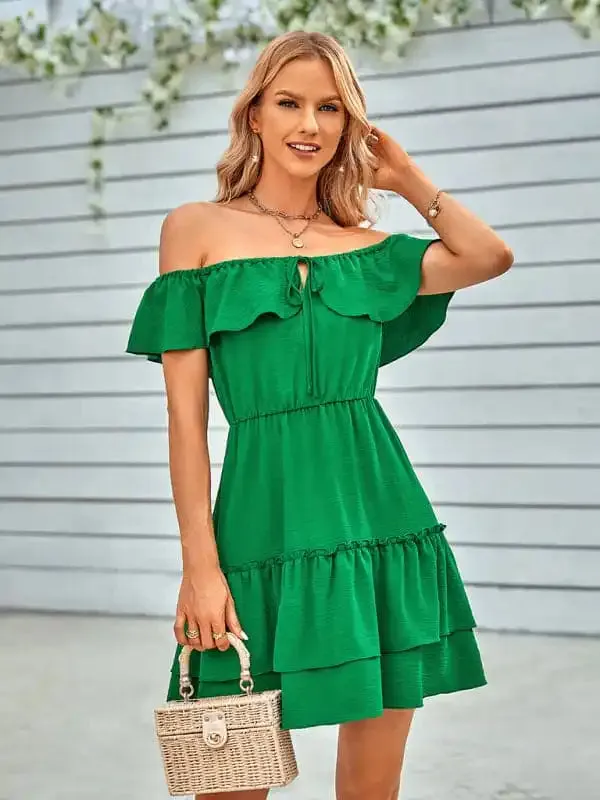 Solid Color Strapless Dress