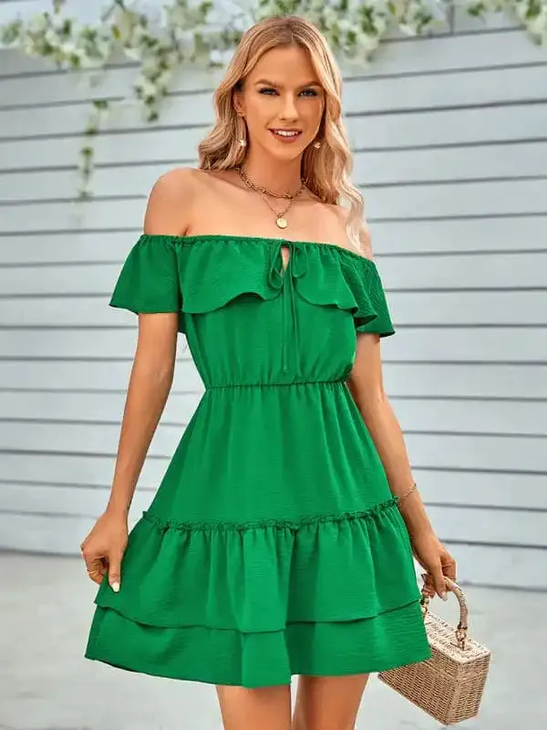 Solid Color Strapless Dress