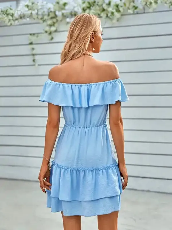 Solid Color Strapless Dress