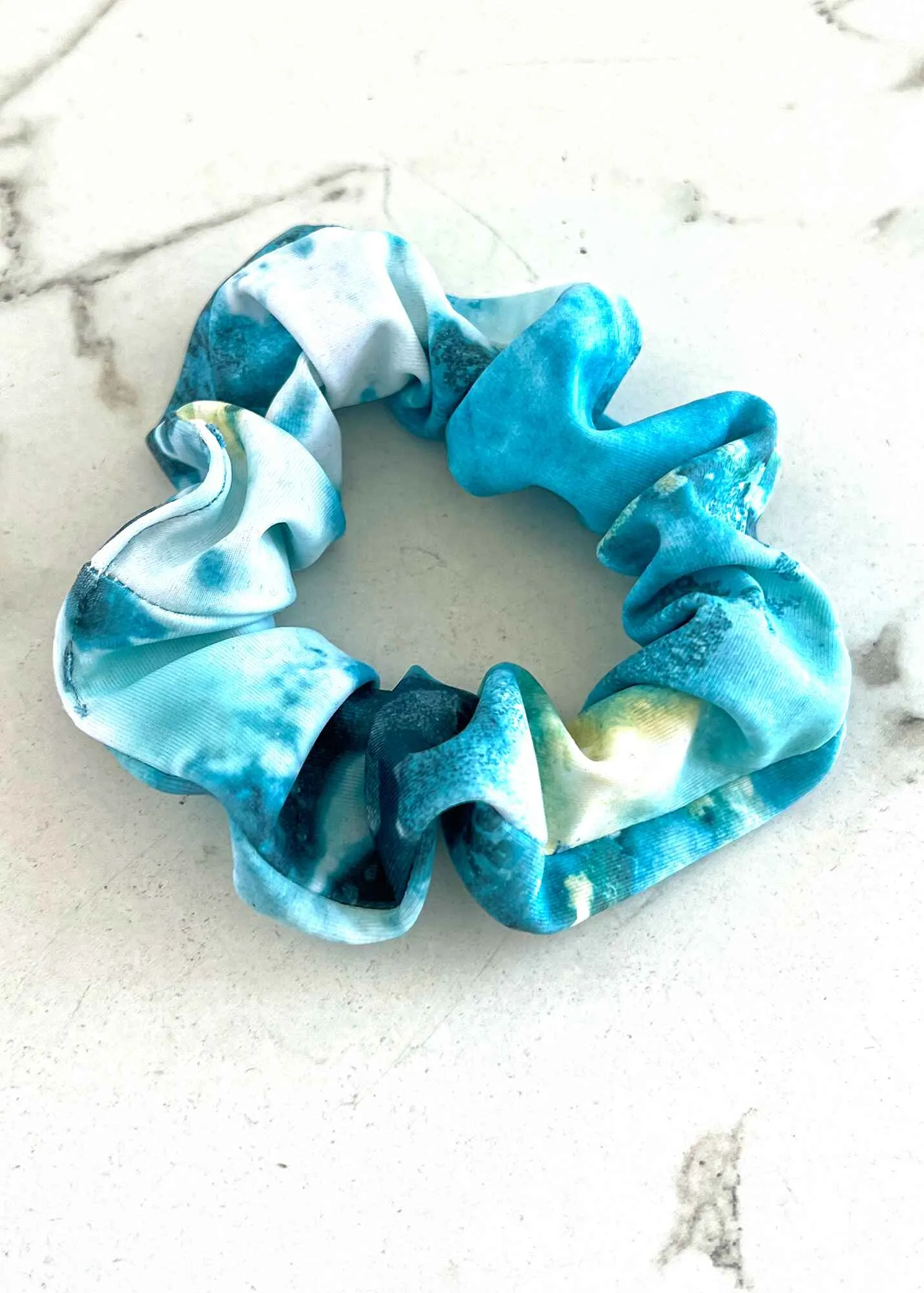 Teal Marble Scrunchie