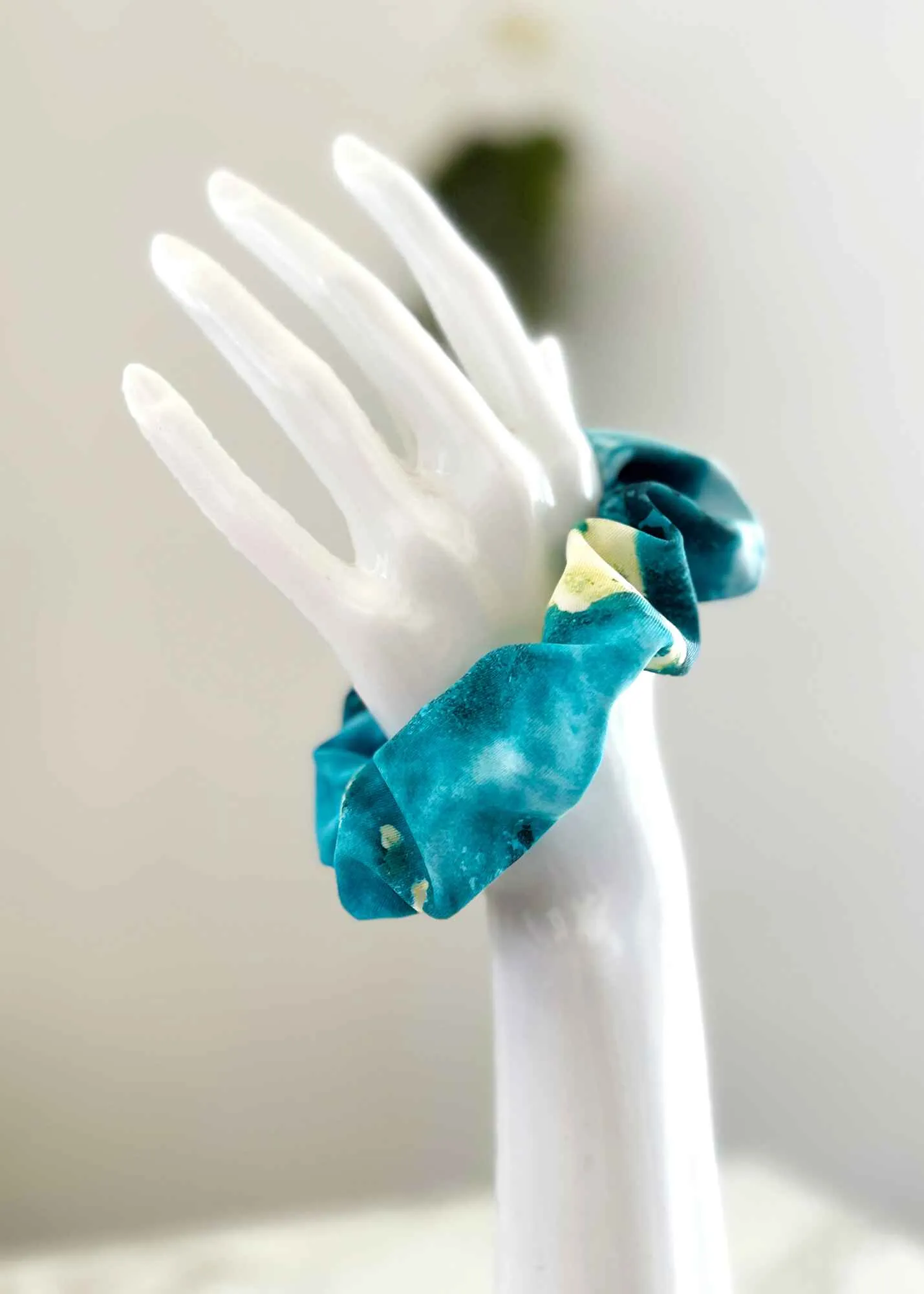 Teal Marble Scrunchie